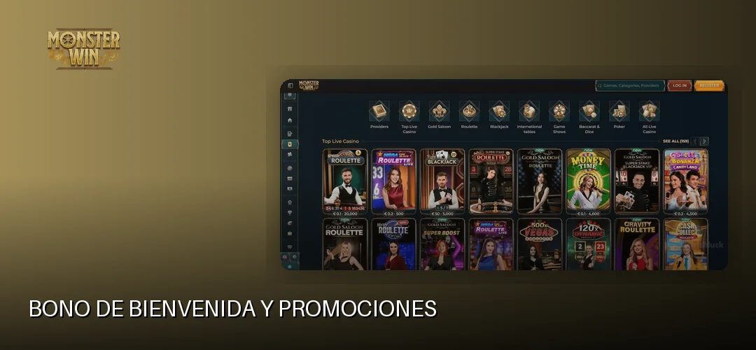 Bono de bienvenida y promociones